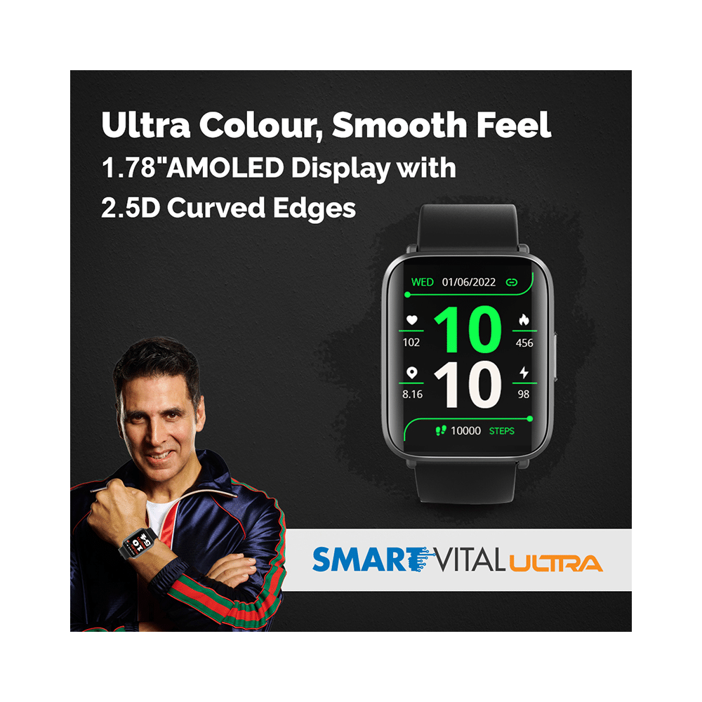 GOQii Smart Vital Ultra with 5 Lakh Health, 1 Lakh Life Insurance and 3 Months Free Health & Fitness Coaching Grey - Image 8