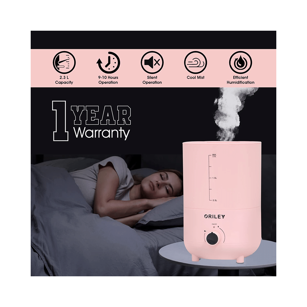 Oriley 2111B Ultrasonic Cool Mist Humidifier Manual Solid Pink - Image 3