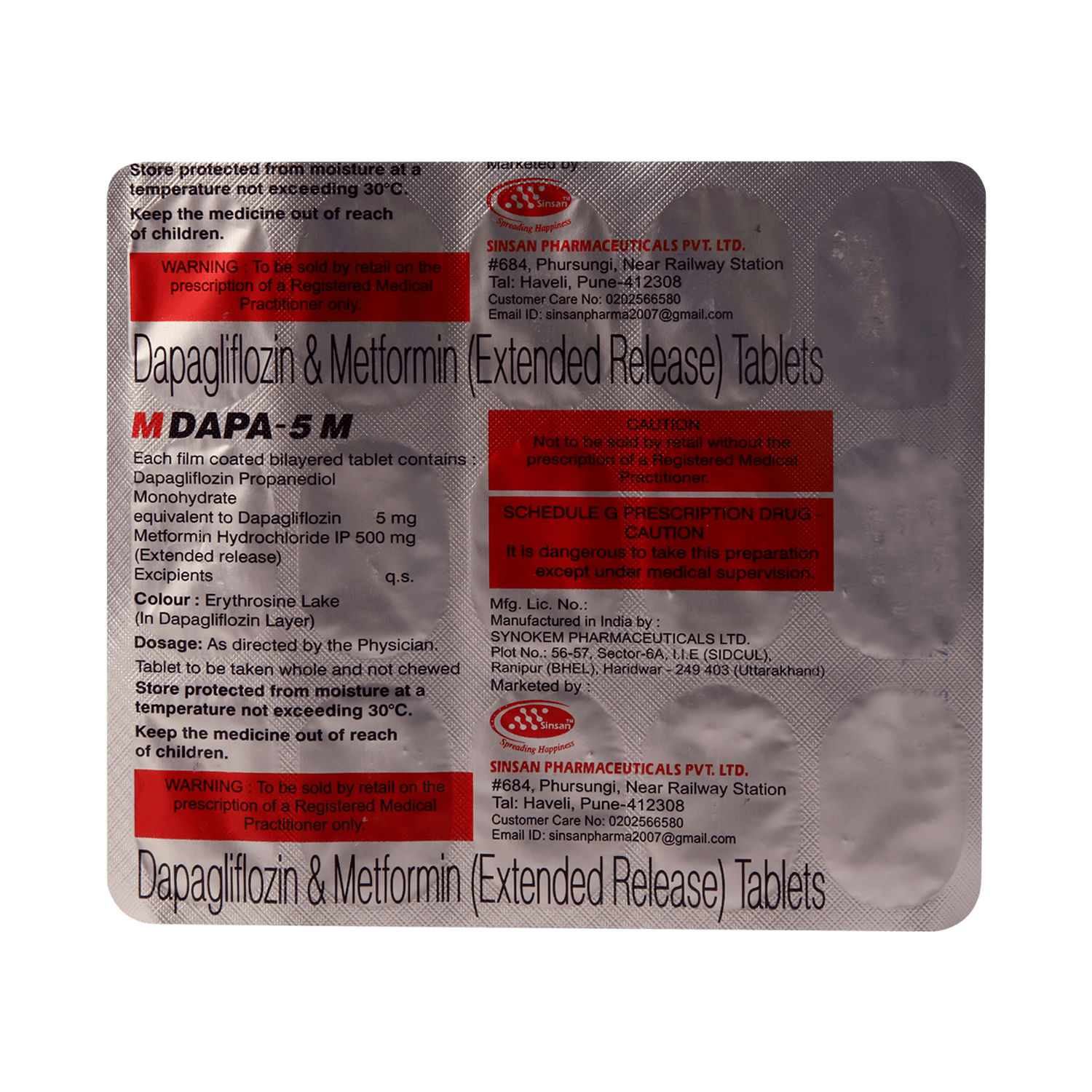 M Dapa M 5mg/500mg Tablet - Image 3