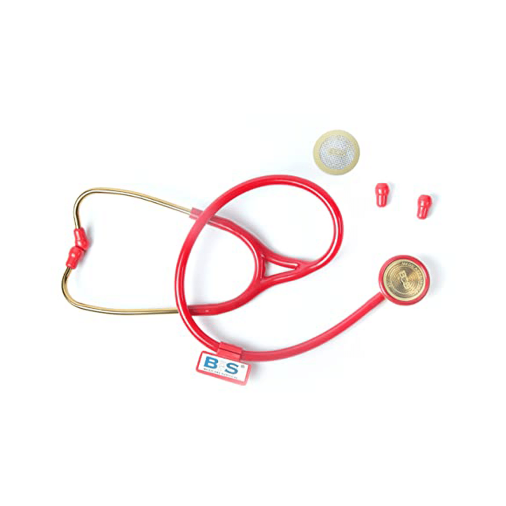 Bos Medicare Surgical Gold Plated Single Head SS (Bosm 41) High Acoustic Stethoscope Red - Image 6