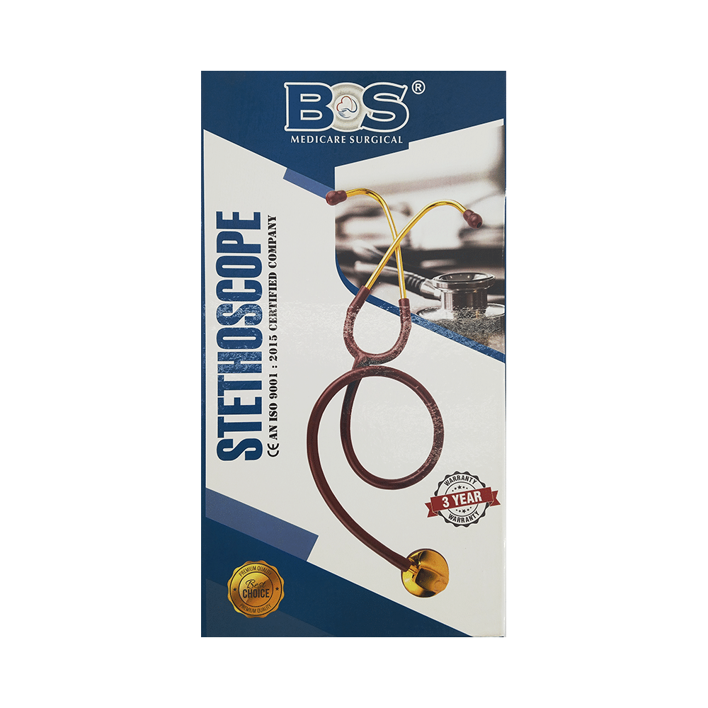 Bos Medicare Surgical Gold Plated Single Head SS (Bosm 41) High Acoustic Stethoscope Red