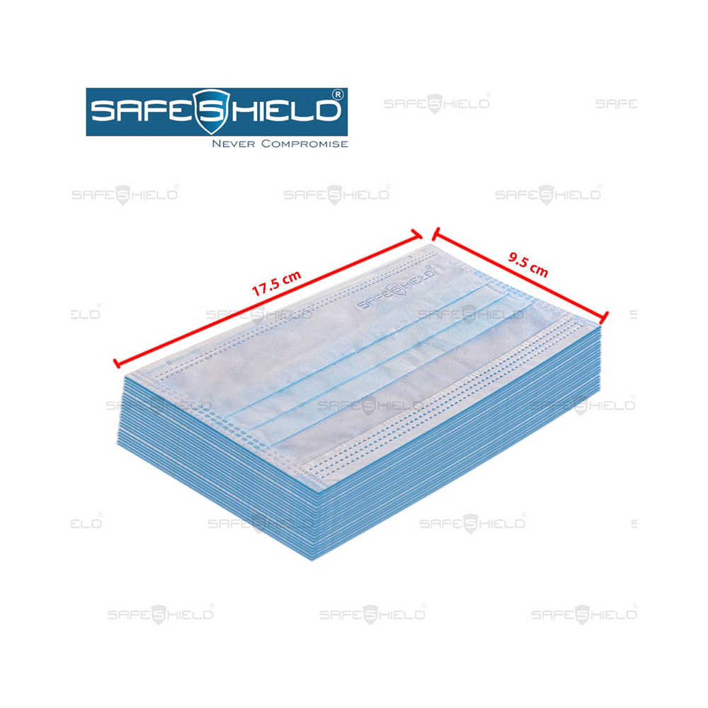 Safeshield 3 Layer Surgical Disposable Face Mask with Meltblown Filter & Nose Pin Blue Buy 1 Get 1 Free - Image 2
