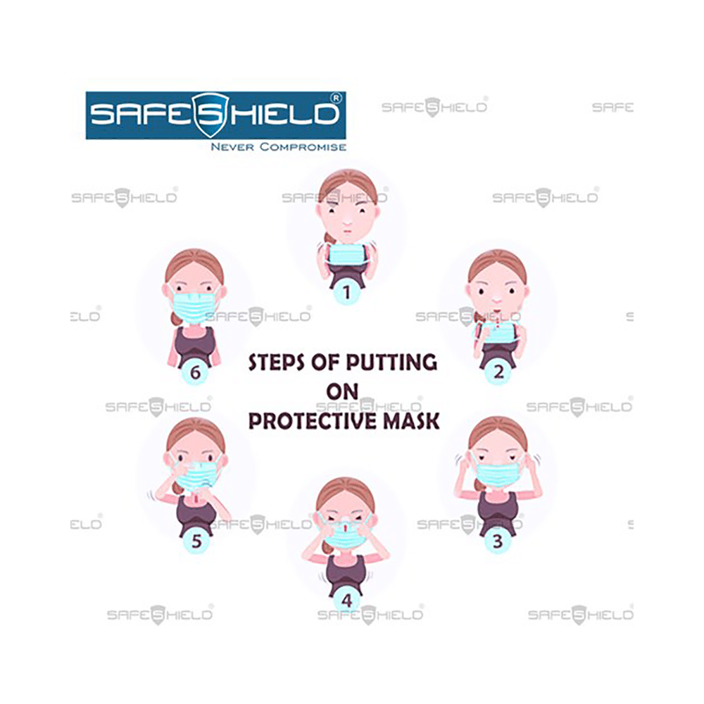 Safeshield 3 Layer Surgical Disposable Face Mask with Meltblown Filter & Nose Pin Blue Buy 1 Get 1 Free - Image 4
