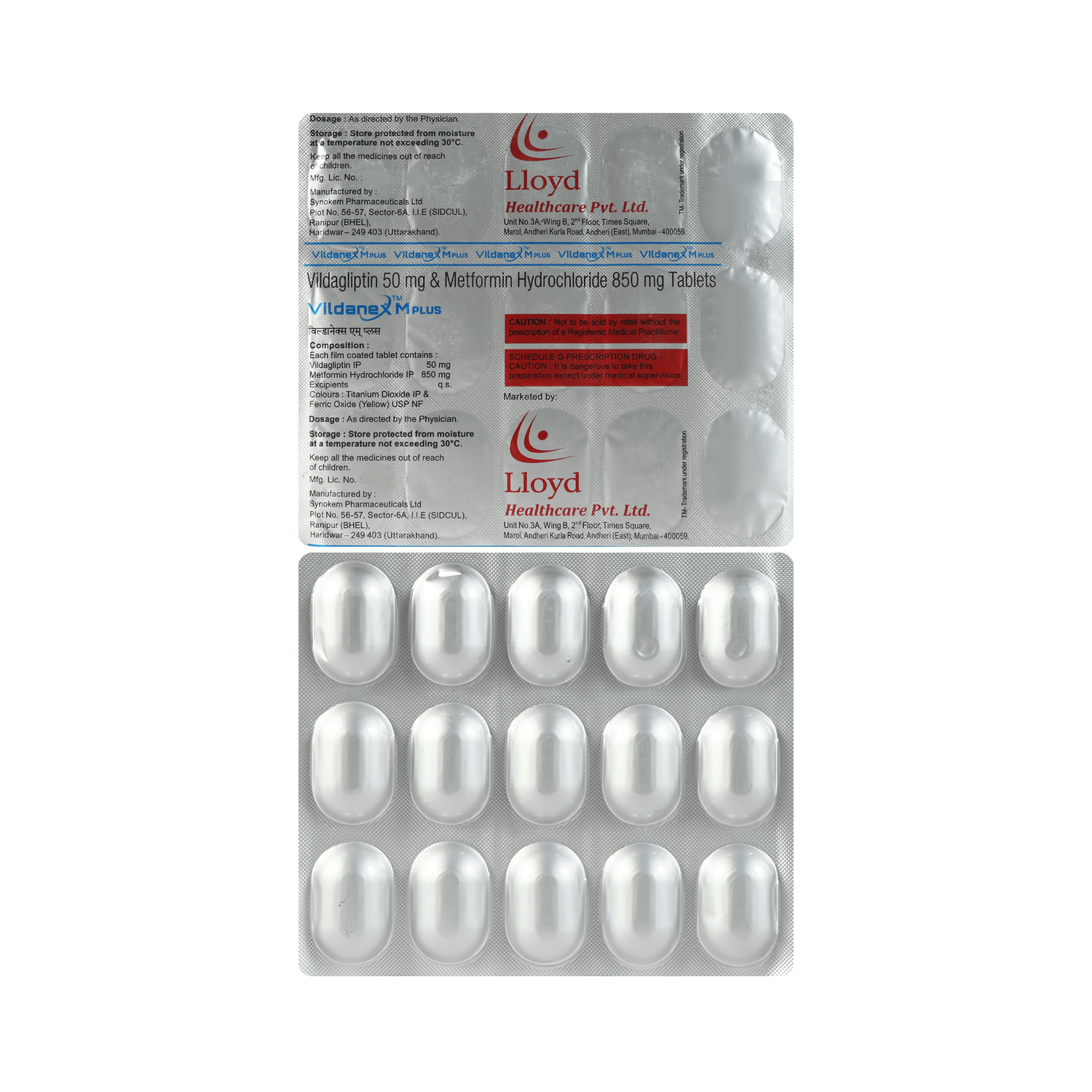 Vildanex M Plus 850mg/50mg Tablet - Image 1