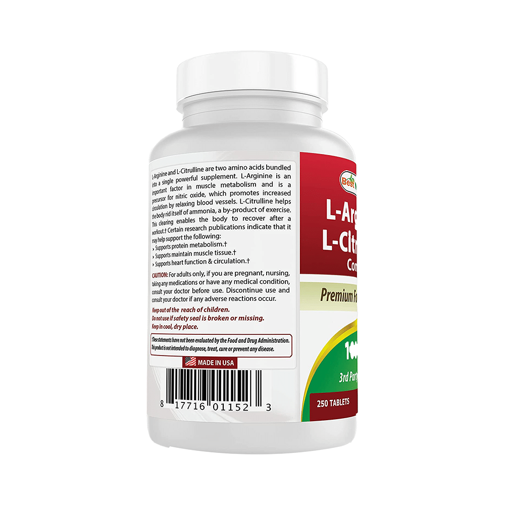 Best Naturals L-Arginine L-Citrulline Complex 1000mg Tablet - Image 3
