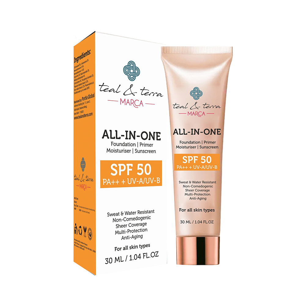 Teal & Terra Marca All-In-One Foundation Primer Mosituriser Sunscreen SPF 50