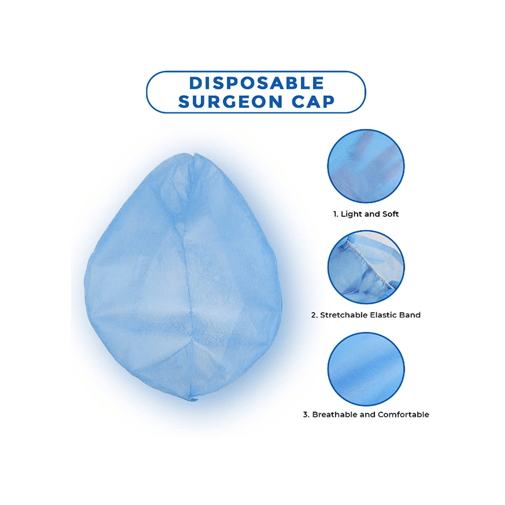 C Cure Disposable Surgeon Cap (100 Each) Blue - Image 5