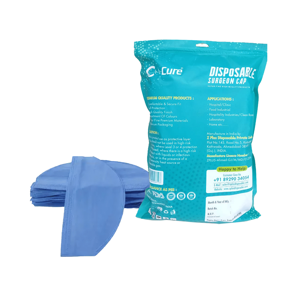C Cure Disposable Surgeon Cap (100 Each) Blue - Image 3