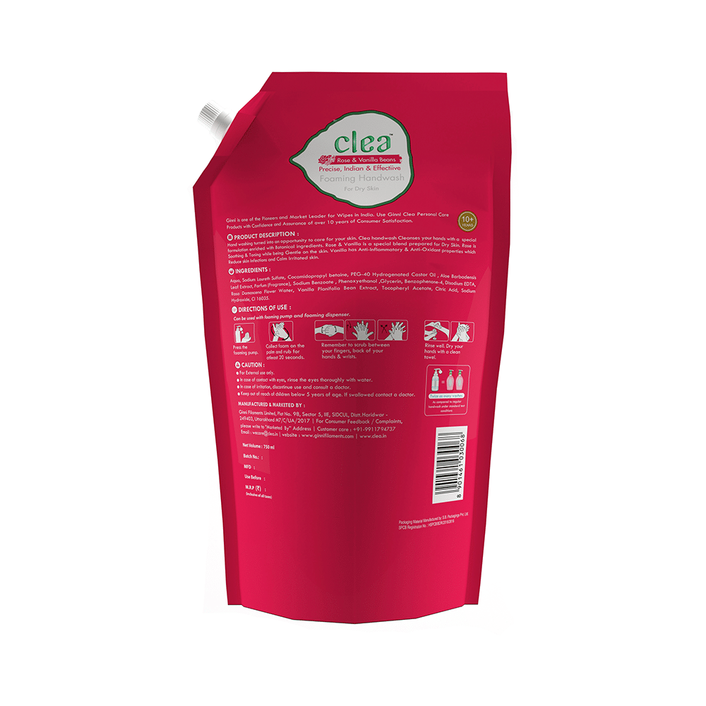 Ginni Clea Foaming Handwash Rose & Vanilla Beans Refill Pack - Image 2