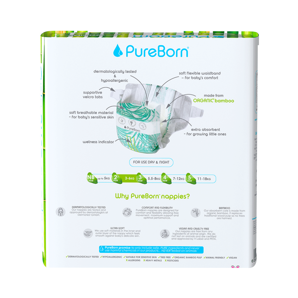 PureBorn Organic Bamboo Nappies | Size 2 - Image 2
