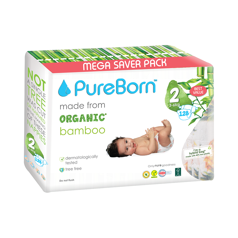 PureBorn Organic Bamboo Nappies | Size 2