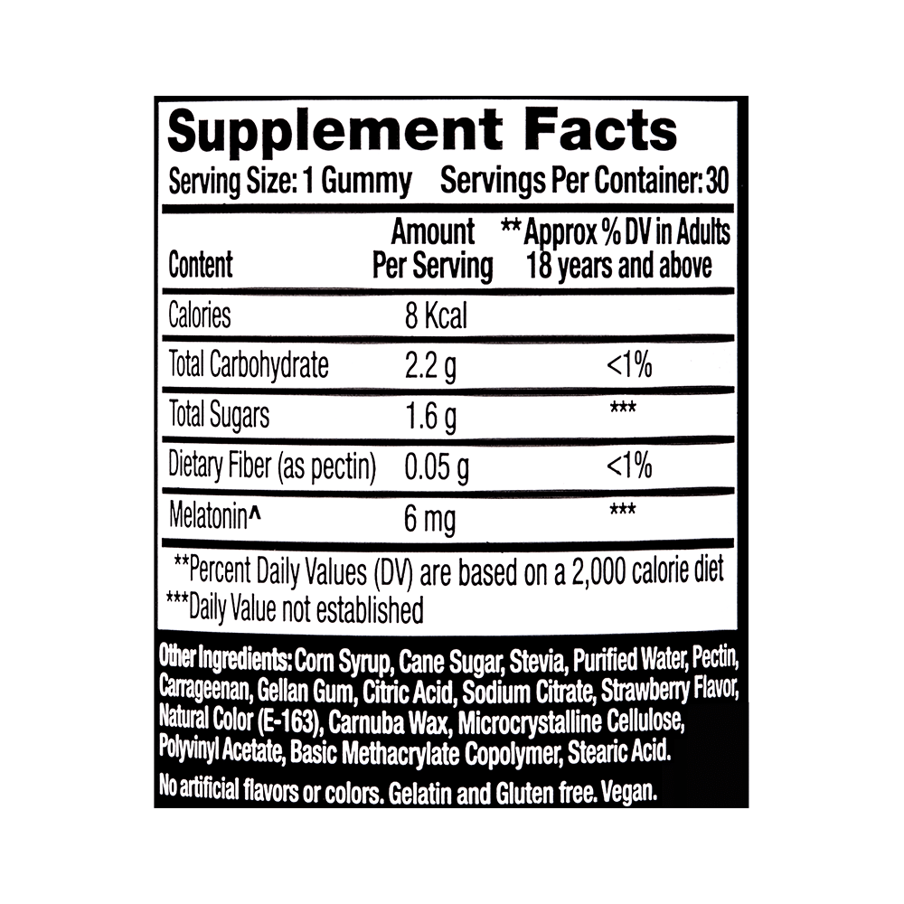 Nite Thru Two Stage Release Melatonin 6mg Gummies Natural Strawberry - Image 3