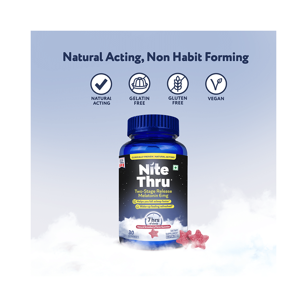 Nite Thru Two Stage Release Melatonin 6mg Gummies Natural Strawberry - Image 5