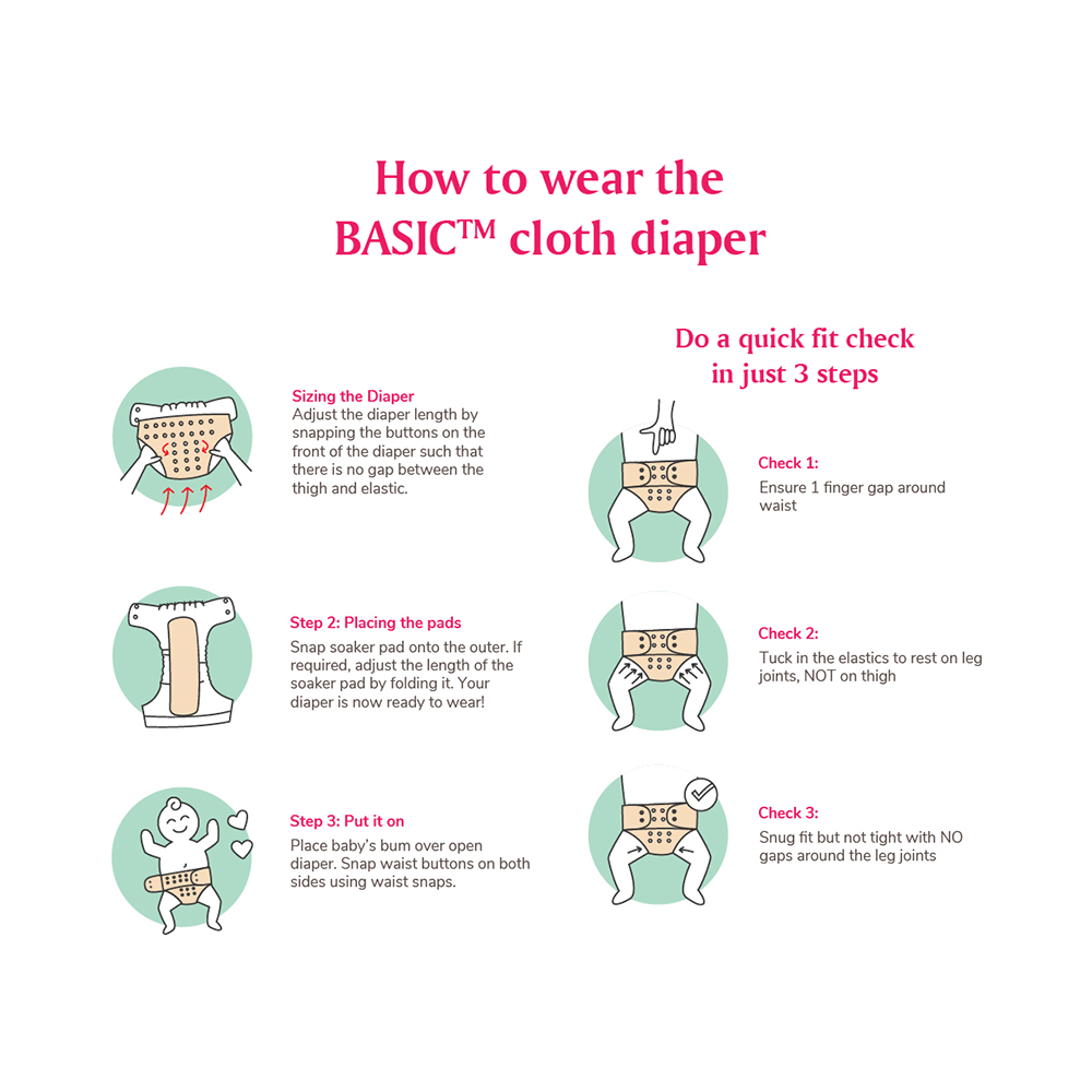 Basic Pocket Diaper with Dry Feel Pad Free Size Space - Image 6