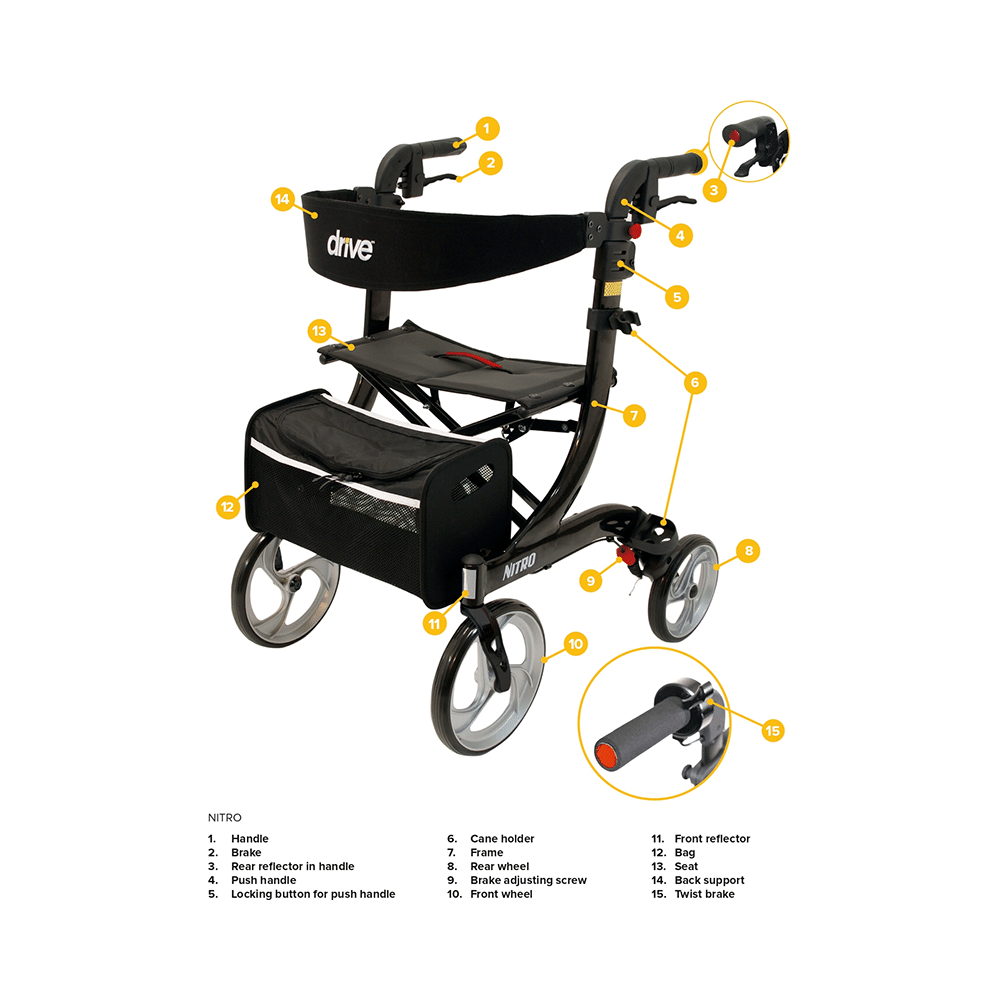 Drive Devilbiss Healthcare Rollator Nitro Medium Champagne Gold - Image 5