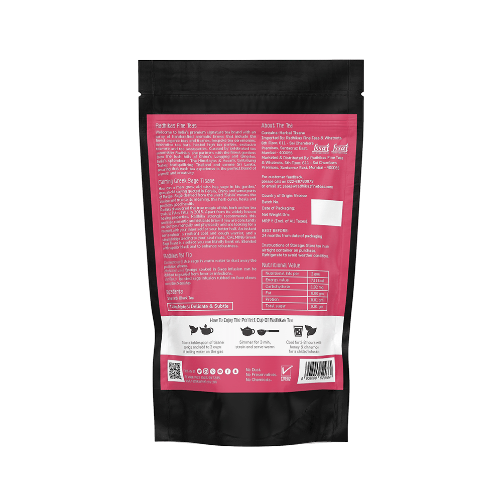 Radhikas Fine Teas Natural Romance Series Calming Greek Sage Tisane - Image 2