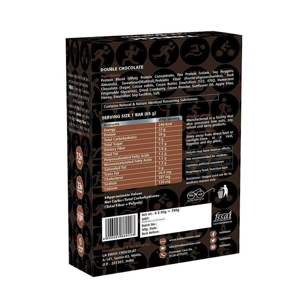Trekk Protein Bar (65gm Each) Double Chocolate - Image 2