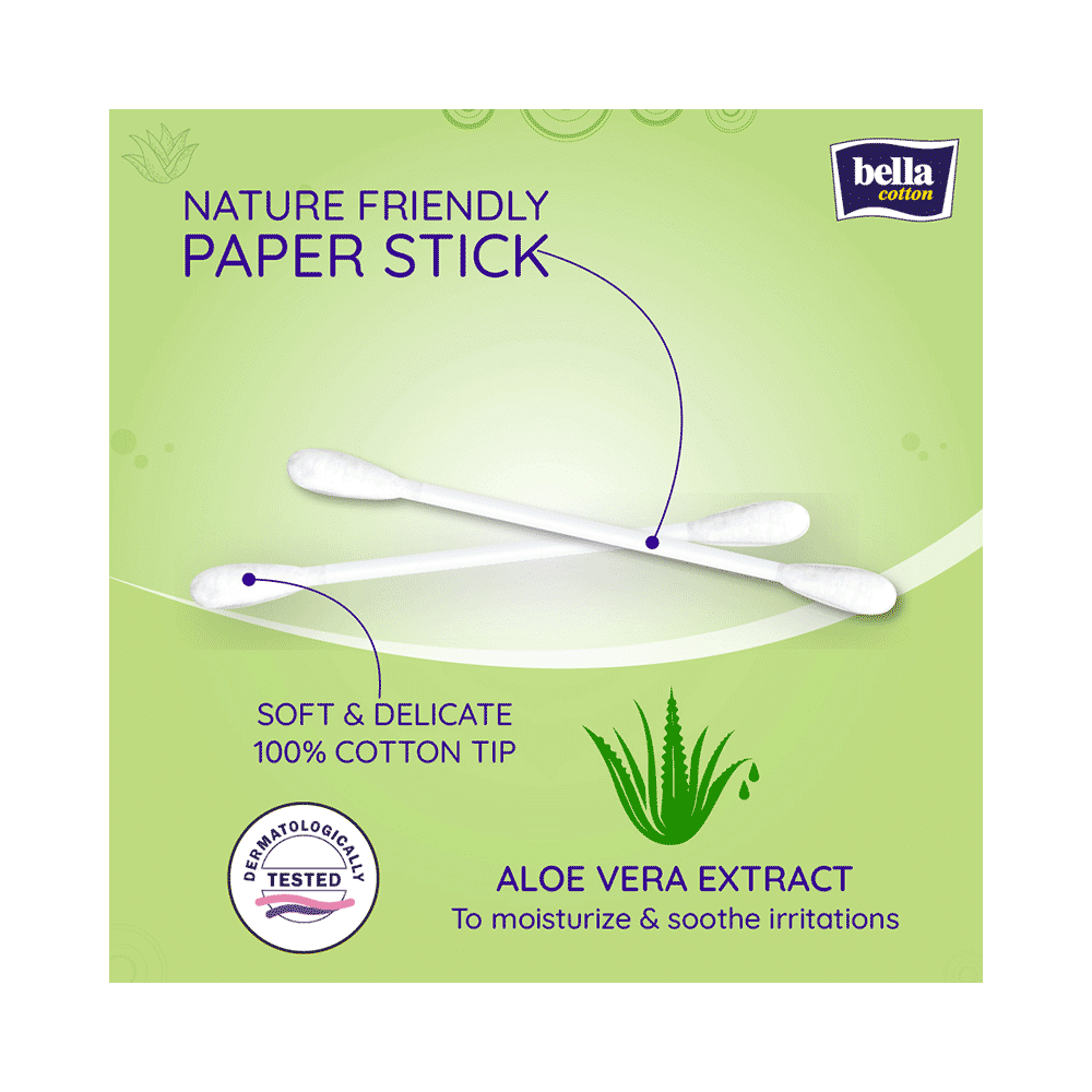 Bella Cotton Buds with Paper Stick Round Box - Image 3