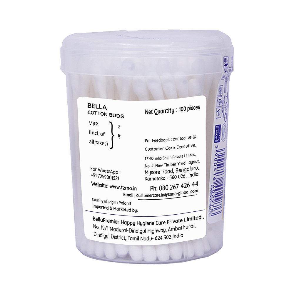 Bella Cotton Buds with Paper Stick Round Box - Image 2