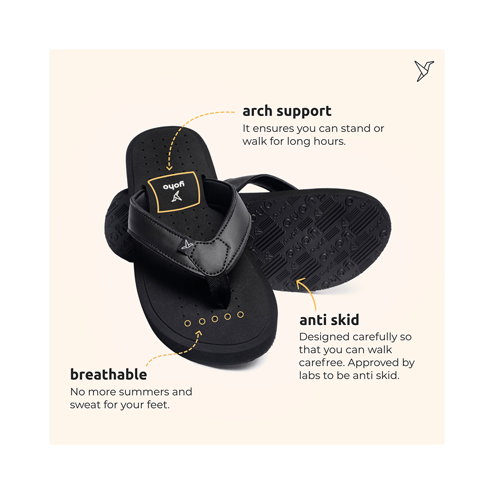 Yoho Lifestyle Ortho Soft Comfortable and Stylish Slipper for Men with Arch Support 7 Classic Black - Image 8