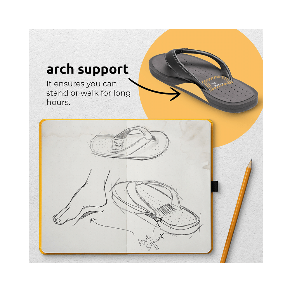 Yoho Lifestyle Ortho Soft Comfortable and Stylish Slipper for Men with Arch Support 7 Classic Black - Image 10