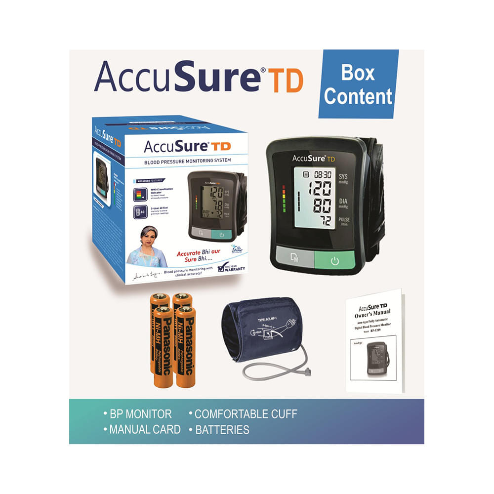 AccuSure TD 1209 Advanced Features BP Monitor with Adapter - Image 2