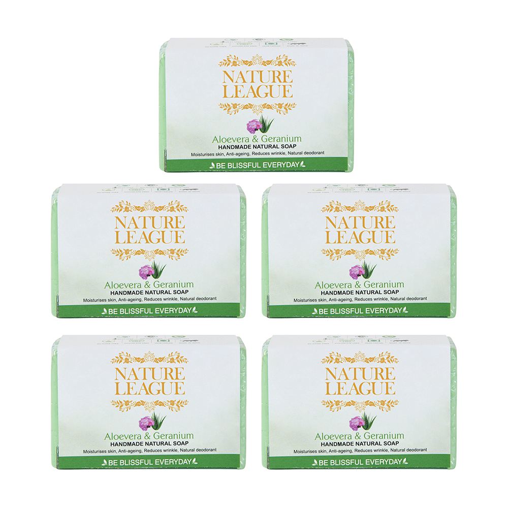 Nature League Aloevera & Geranium Handmade Natural Soap (100gm Each)