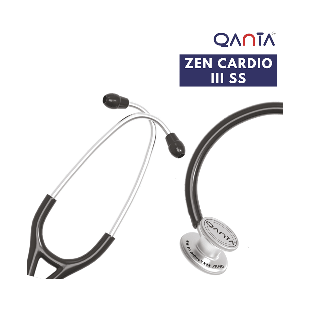 Qanta QA-1170 Zen Cardio III SS Cardiology Stethoscope, SS & Dual Head Chest Piece Black - Image 3