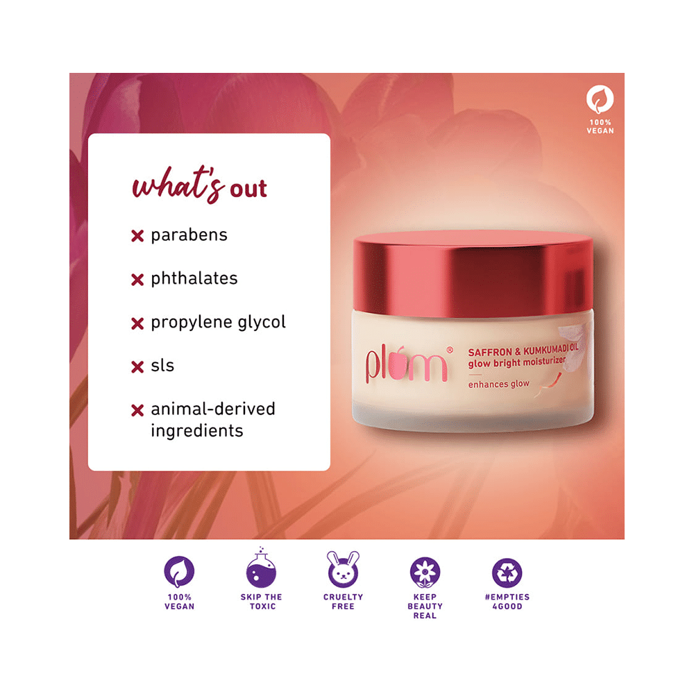 Plum Saffron & Kumkumadi Oil Glow Bright Moisturizer | Enhances Glow - Image 6