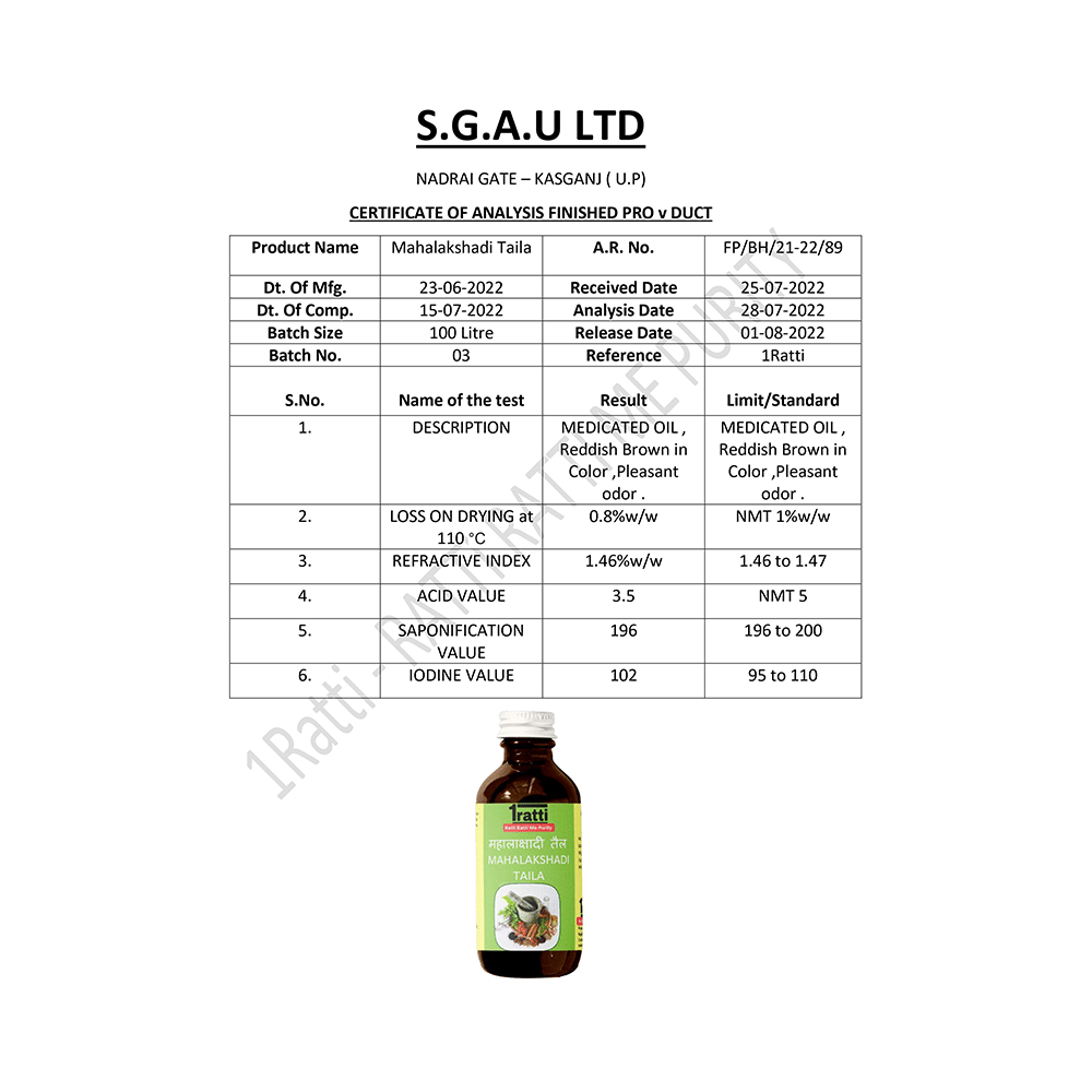 1ratti Mahalakshadi Tail  Oil - Image 3