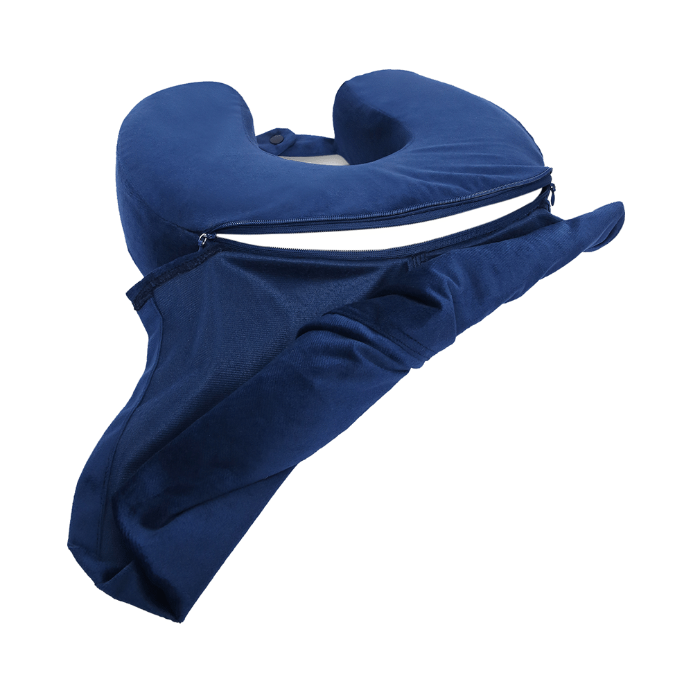 Viaggi Hoodie Travel Memory Foam Neck Pillow Blue - Image 4