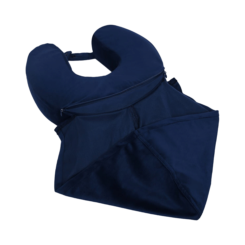 Viaggi Hoodie Travel Memory Foam Neck Pillow Blue - Image 1