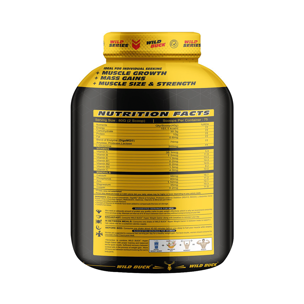 Wild Buck Hyper Weight Gainer Powder Strawberry Milkshake - Image 2
