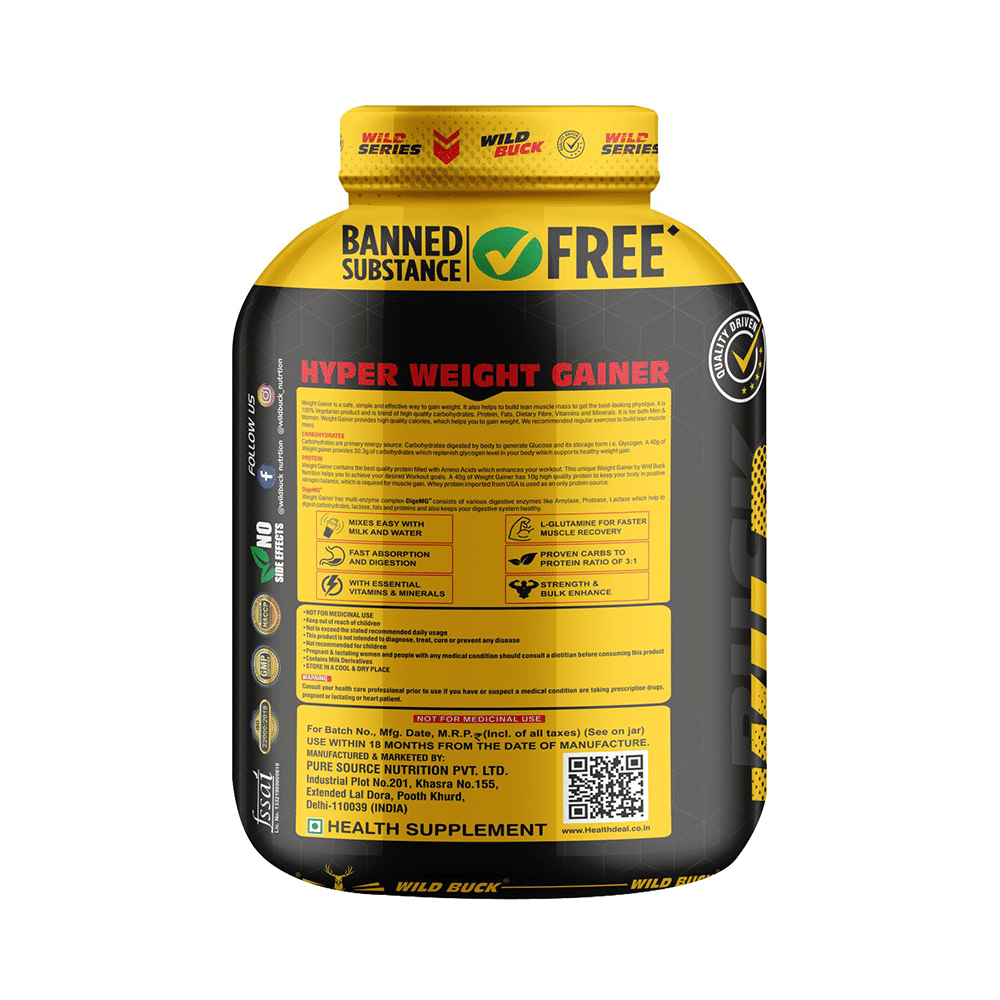 Wild Buck Hyper Weight Gainer Powder Strawberry Milkshake - Image 3