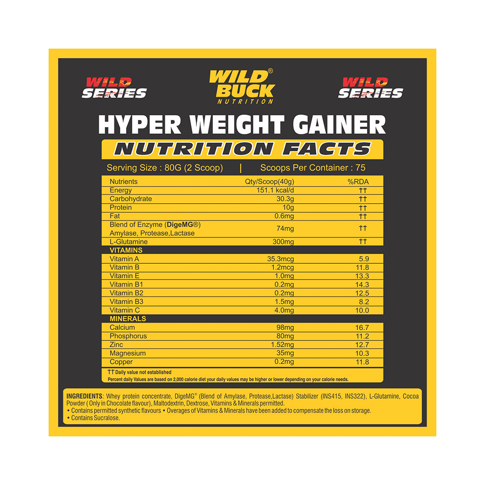 Wild Buck Hyper Weight Gainer Powder Strawberry Milkshake - Image 5