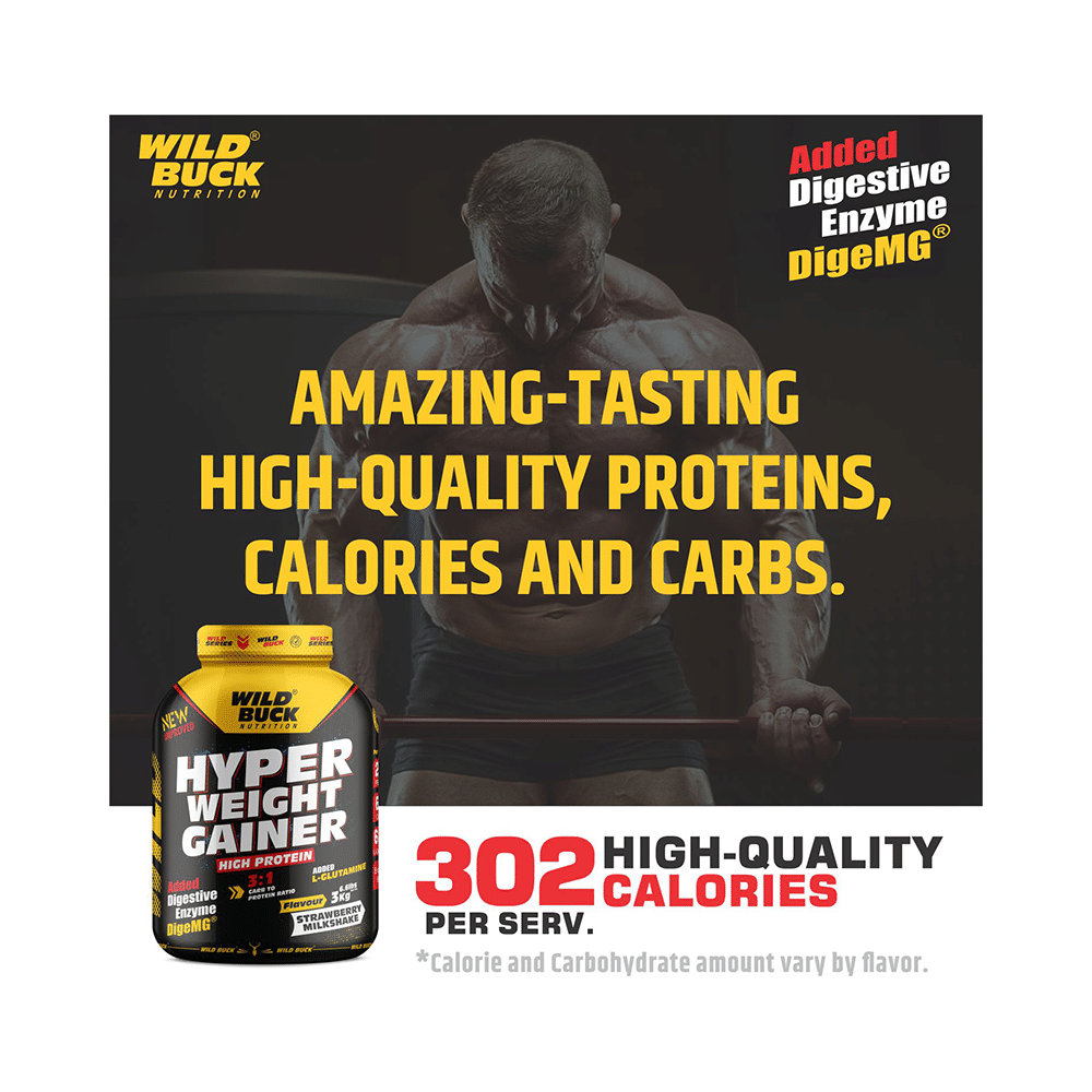 Wild Buck Hyper Weight Gainer Powder Strawberry Milkshake - Image 6