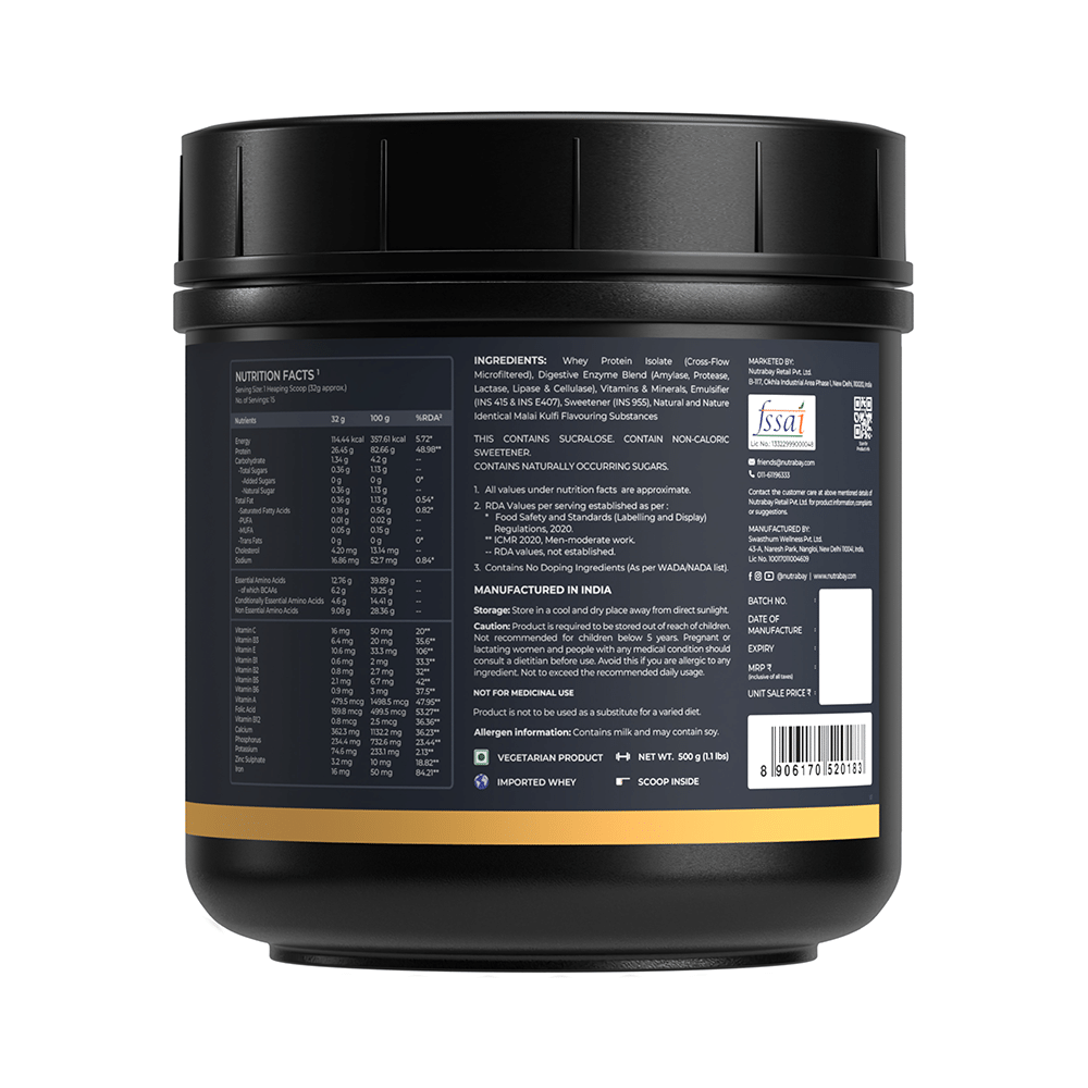 Nutrabay Gold Isolate Whey Protein for Muscles, Recovery, Digestion & Immunity | No Added Sugar Malai kulfi - Image 2
