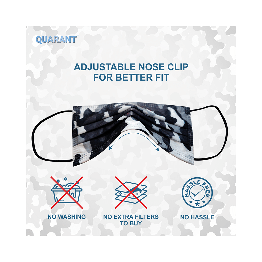Quarant 4 Ply Designer Protective Face Mask Camo print Black - Image 4