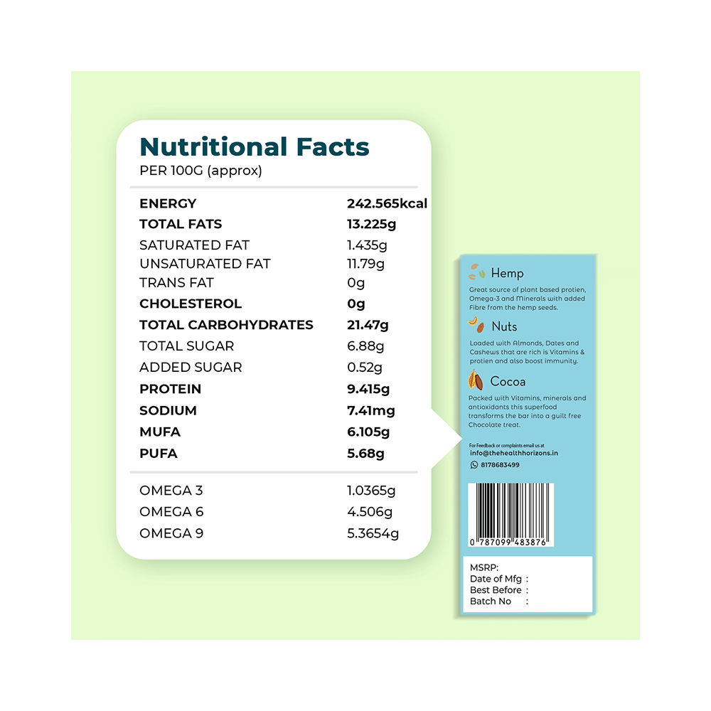 Health Horizons Hemp Power Bar (50gm Each) - Image 4