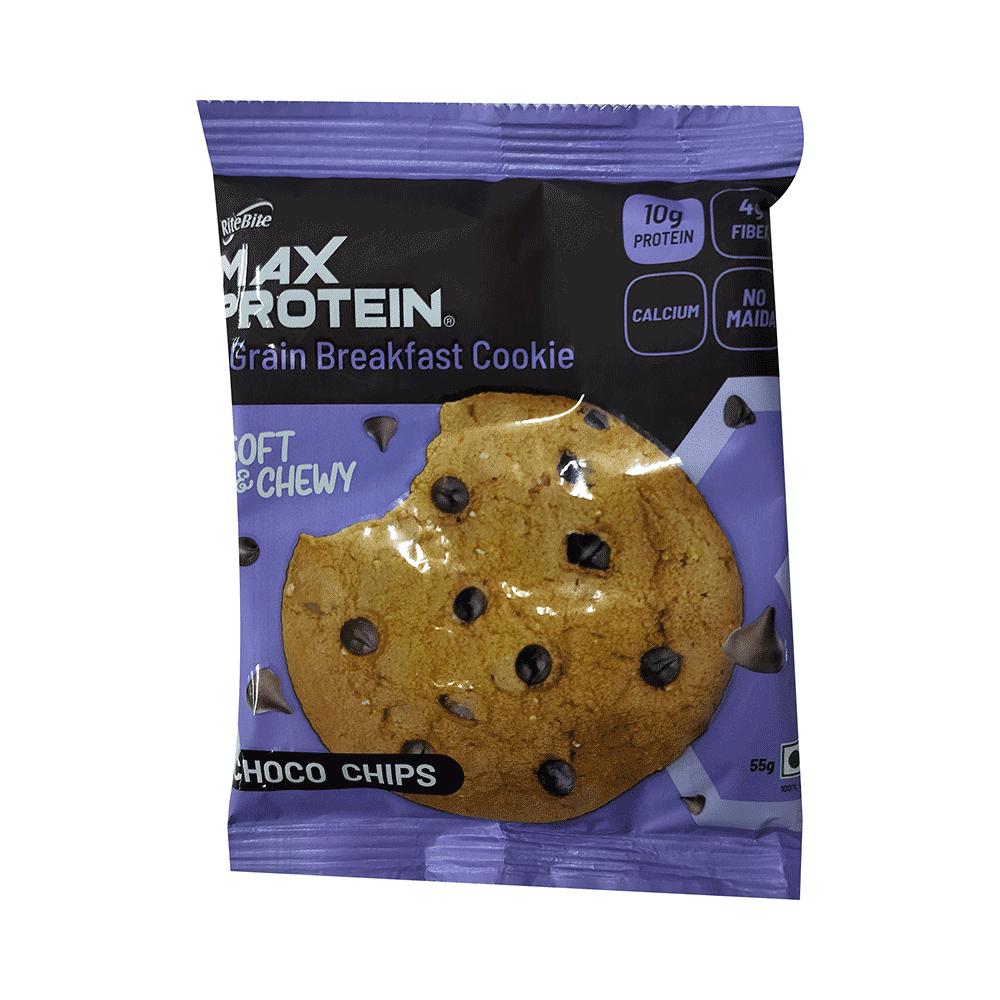 RiteBite Max Protein Cookie with 10g Protein and 4g Fiber (55gm Each) Choco Chips - Image 1