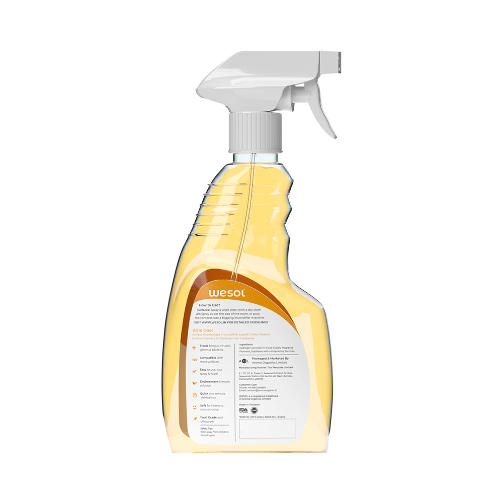 Wesol Food Grade Hydrogen Peroxide 1% All in One Multi Surface Cleaner Liquid, Disinfectant and Air Freshner Spray (500ml Each) Fresh Plumeria - Image 2