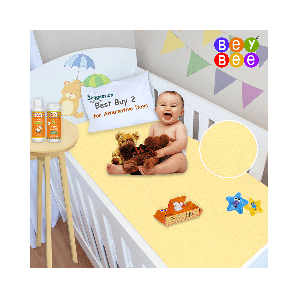 Bey Bee Waterproof Baby Bed Protector Dry Sheet for Toddlers (100cm X 70cm) Medium Yellow - Image 2