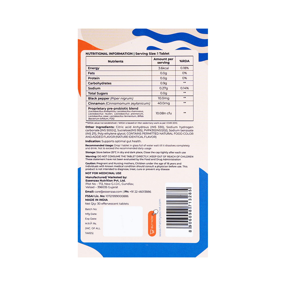 The Tiny Secret Nutraceutical Gut Health Effervescent Tablet Jaljeera - Image 2