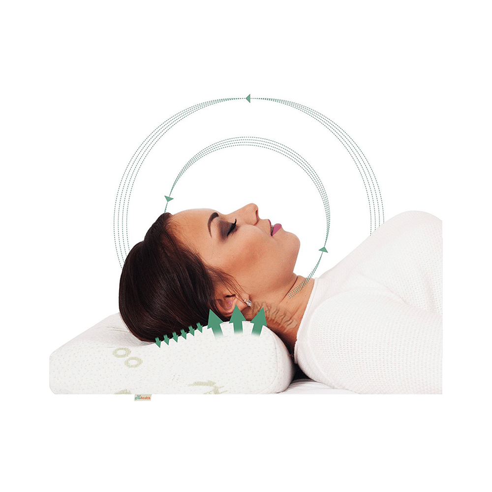Grin Health Memory Foam Cervical Orthopaedic Pillow with Organic Bamboo Fabric Cover 50 x 30 x 10-7cm White Bamboo Ultra Luxury