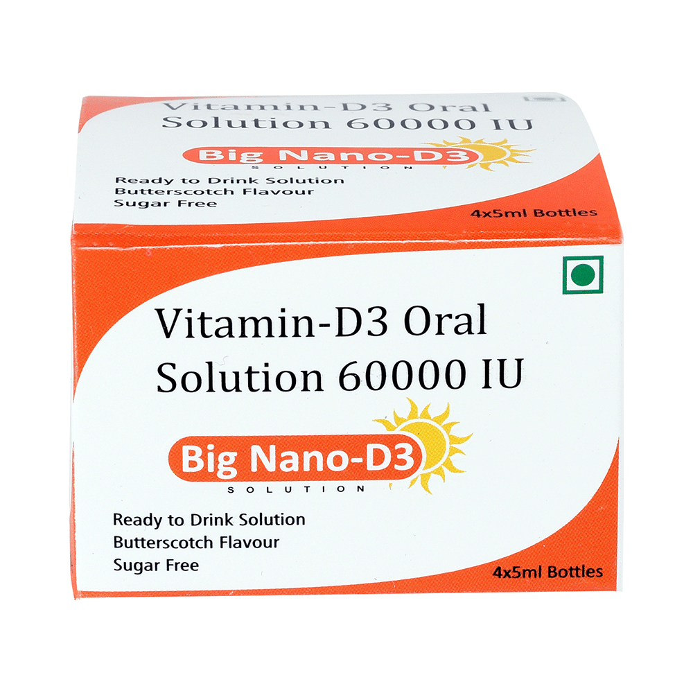 Big Nano-D3 with Cholecalciferol 60000 IU | Ready to Drink Oral Solution for Bone Health | Sugar-Free | Flavour Butterscotch - Image 1