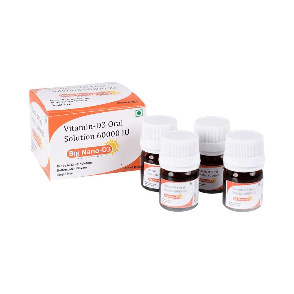 Big Nano-D3 with Cholecalciferol 60000 IU | Ready to Drink Oral Solution for Bone Health | Sugar-Free | Flavour Butterscotch - Image 4