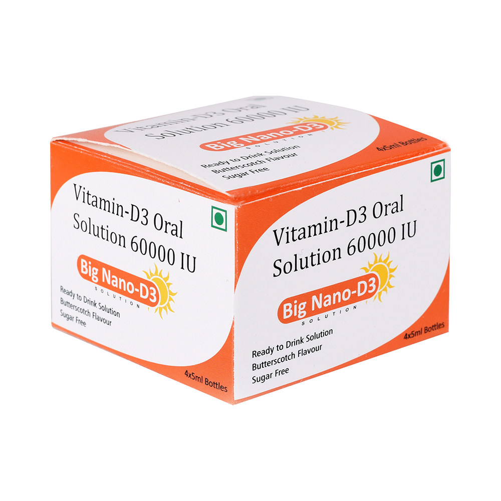 Big Nano-D3 with Cholecalciferol 60000 IU | Ready to Drink Oral Solution for Bone Health | Sugar-Free | Flavour Butterscotch - Image 2
