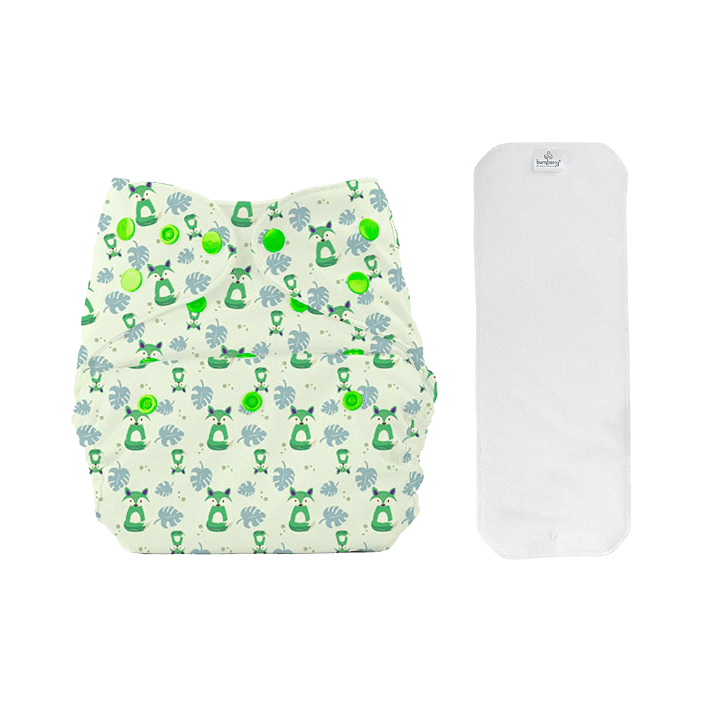 Bumberry Adjustable Reusable Cloth Diaper Cover With 1 Wet Free Insert Fuzzy Fox