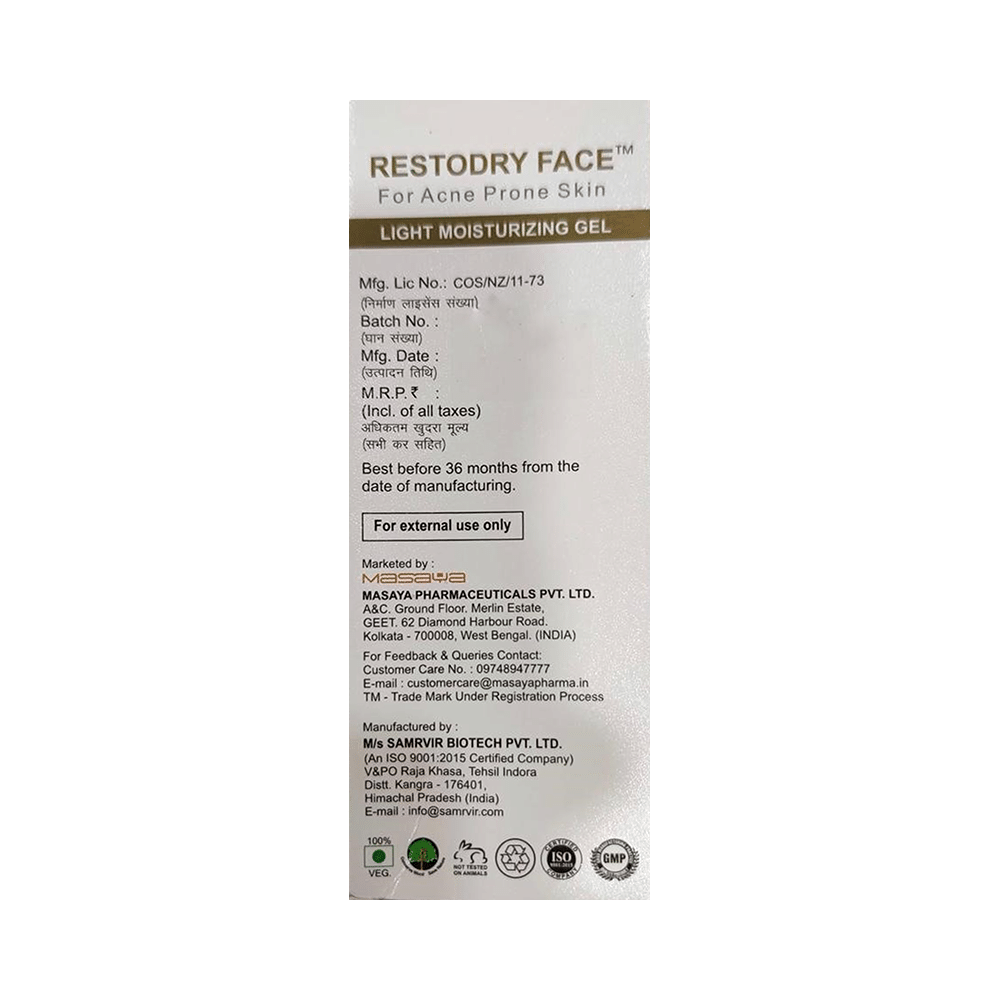 Restodry Face Light Moisturizing Gel | For Acne Prone Skin | Paraben-Free - Image 3