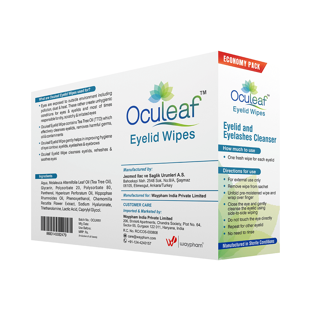 Oculeaf Eyelid Wipes with Tea Tree Oil | For Eyelid & Eyelashes Cleansing - Image 3